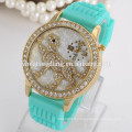 Diamond Leopard Silicone Watchband Wrist Watch